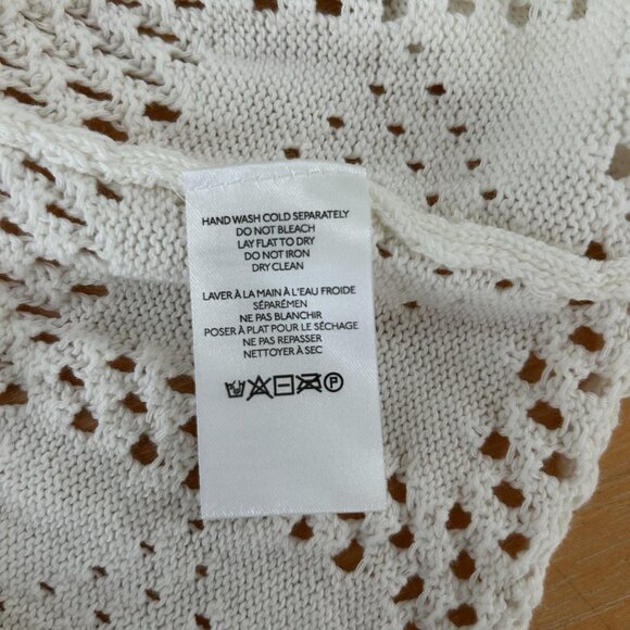 Pilcro Cardigan Sweater Sz Sm Crochet White Pointelle Peplum Bell Sleeve Boho - Picture 8 of 10